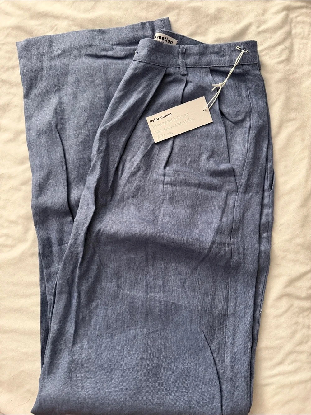 Reformation Men’s Linen-Blend Chinos in Slate Blue